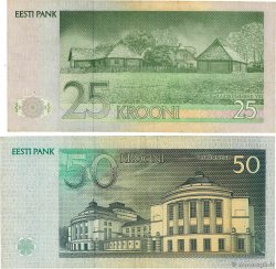 25 et 50 Krooni Lot ESTONIE 1992 P.73a et P.78a TB+