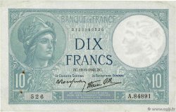 10 Francs MINERVE modifié FRANCE 1941 F.07.29 TTB