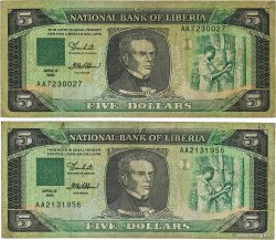 5 Dollars Lot LIBERIA 1989 P.19 fS