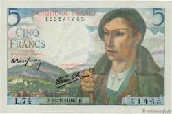 5 Francs BERGER FRANCE 1943 F.05.04 SUP