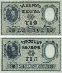 10 Kronor Lot SUÈDE 1958 P.43f TTB+