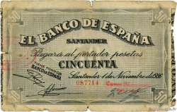 50 Pesetas SPAGNA Santander 1936 PS.584e q.MB
