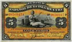 5 Pesos CUBA 1896 P.048b TTB