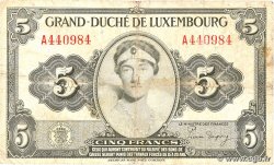 5 Francs LUXEMBOURG 1944 P.43b B