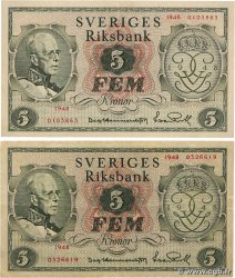 5 Kronor Lot SUÈDE 1948 P.41a SUP