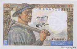 10 Francs MINEUR FRANCE 1942 F.08.06 NEUF