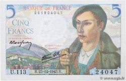 5 Francs BERGER FRANCE 1943 F.05.05 NEUF