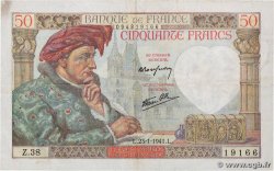 50 Francs JACQUES CŒUR FRANCE 1941 F.19.05 TB+