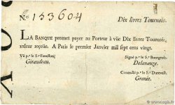 10 Livres Tournois typographié FRANCE 1720 Dor.20 pr.TTB