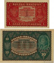 1 Marka et 10 Marek Lot POLOGNE 1919 P.023 SUP