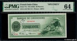 50 Piastres Spécimen FRENCH INDOCHINA 1945 P.077s