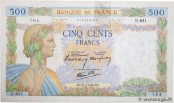 500 Francs LA PAIX FRANCE 1940 F.32.04 TB