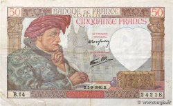 50 Francs JACQUES CŒUR FRANCE 1940 F.19.02 TB
