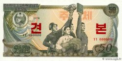50 Won Spécimen COREA DEL NORD 1978 P.21s q.FDC