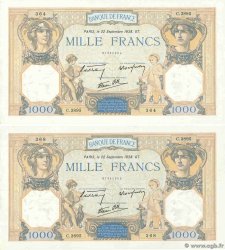 1000 Francs CÉRÈS ET MERCURE type modifié Lot FRANCE 1938 F.38.27 XF+