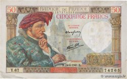 50 Francs JACQUES CŒUR FRANCE 1941 F.19.09 TTB+