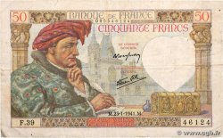 50 Francs JACQUES CŒUR FRANCE 1941 F.19.05 TB