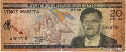 20 Makuta RÉPUBLIQUE DÉMOCRATIQUE DU CONGO 1967 P.010a pr.B