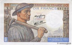 10 Francs MINEUR FRANCE 1942 F.08.04 SUP