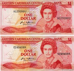 1 Dollar Lot EAST CARIBBEAN STATES 1988 P.21k-u UNC-