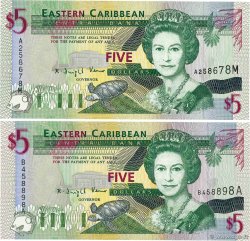 5 Dollars Lot EAST CARIBBEAN STATES 1994 P.31a-m UNC