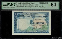 1 Piastre - 1 Kip Spécimen INDOCHINE FRANÇAISE 1954 P.100s pr.NEUF