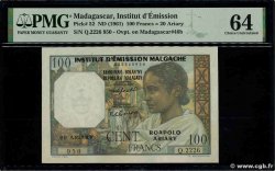 100 Francs - 20 Ariary MADAGASCAR 1961 P.052 UNC-