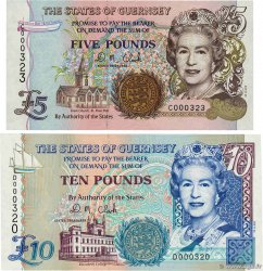 5 et 10 Pounds Lot GUERNSEY 2008 P.56b et P.57b AU+