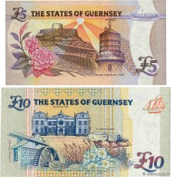 5 et 10 Pounds Lot GUERNSEY 2008 P.56b et P.57b AU+