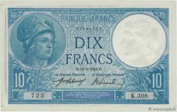 10 Francs MINERVE FRANCE 1916 F.06.01 AU-