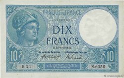 10 Francs MINERVE FRANCE 1918 F.06.03 SUP