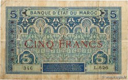 5 Francs MAROC 1921 P.08 B+