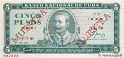 5 Pesos Spécimen CUBA 1987 P.103c NEUF