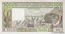 500 Francs ÉTATS DE L AFRIQUE DE L OUEST 1981 P.405Db