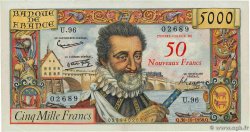 50 NF sur 5000 Francs HENRI IV FRANCE 1958 F.54.01 SUP