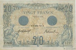 20 Francs BLEU FRANCE 1912 F.10.02 VF