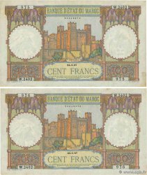 100 Francs Consécutifs MAROC 1947 P.20 TTB