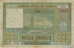 1000 Francs MAROC 1952 P.47 TB