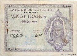 20 Francs ALGÉRIE 1943 P.092a TB