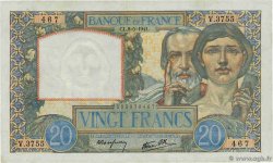20 Francs TRAVAIL ET SCIENCE FRANCE 1941 F.12.14 XF-