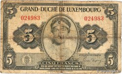5 Francs LUXEMBOURG 1944 P.43b B