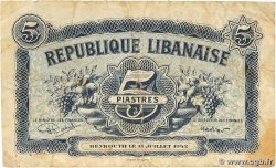 5 Piastres LEBANON 1942 P.034 VG