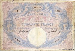 50 Francs BLEU ET ROSE FRANCE 1914 F.14.27