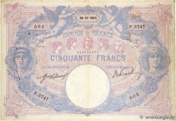 50 Francs BLEU ET ROSE FRANCE 1914 F.14.27
