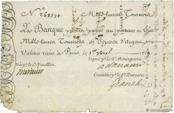 1000 Livres Tournois gravé FRANCE 1719 Dor.15 TTB