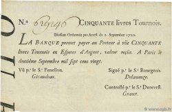 50 Livres Tournois typographié FRANCIA 1720 Dor.24 EBC
