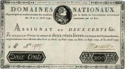 200 Livres filigrane 1792 FRANCE 1792 Ass.29b VF