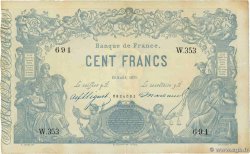 100 Francs type 1862 - Bleu à indices Noirs FRANCE 1871 F.A39.07 TTB à SUP