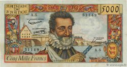 5000 Francs HENRI IV FRANCIA 1957 F.49.01 MBC