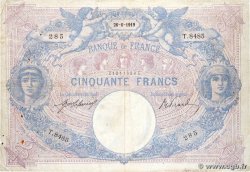 50 Francs BLEU ET ROSE FRANCE 1919 F.14.32